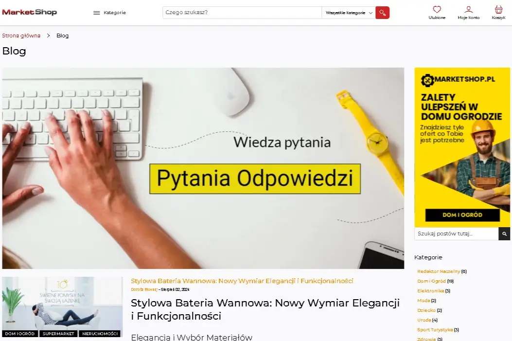 Präsentation der Blog-Seite der MarketShop.pl Plattform